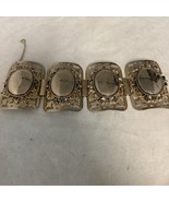 Vintage Signed PAMAR Silver Tone 4 Panel Cuff Bracelet 7” L  2-3/8” W - £34.81 GBP