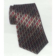 Van Heusen Men Dress Silk Tie Stain Resistant Red Silver 60&quot; long 4&quot; wide  - £10.61 GBP