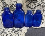Lot Of 4 Embossed Phillips Milk of Magnesia Tablets Cobalt Blue Bottles - £14.24 GBP