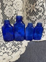 Lot Of 4 Embossed Phillips Milk of Magnesia Tablets Cobalt Blue Bottles - £14.19 GBP