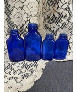 Lot Of 4 Embossed Phillips Milk of Magnesia Tablets Cobalt Blue Bottles - £14.08 GBP