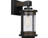 1-Light Wall Sconce, Dark Bronze, Dark Wood Finish Accents, Seeded Glass... - $64.59