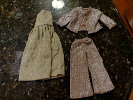 Vintage Barbie Sparkle Silver Gold Bell Bottoms Dress Jacket Clone Outfi... - $39.74