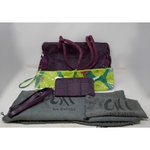 Chi by Carlos Falchi Large Purple Snakeskin Print Leather Shoulder Bag w/ Wallet - £59.94 GBP