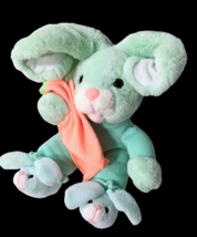 Commonwealth Plush Pastel Mint Green Rabbit Carrot Blanket PJ's Bunny Slippers  - $29.95