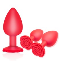 Anal Butt Plug Rose Sex Toy, 3Pcs Silicone Anal Plugs Training Set,Train... - £20.74 GBP