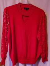 Women&#39;s Alison Andrews Plus 3X Red Sweater Long Sleeve Christmas Valenti... - $23.94 CAD