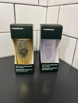 Starbucks 2022 Holiday Cold Cup Gold Studded Iridescent Ornaments NIB - £27.44 GBP