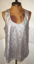 New Womens GAP NWT $70 Silver Gray Sequin Tank Top Lined S Small Party C... - £55.35 GBP