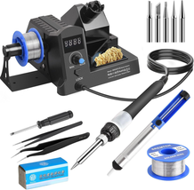  Hot Air Rework Station with Lead-Free Solder, 5 Extra Iron Tips, Tips Cleaner,  - £82.52 GBP