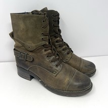 Taos Women’s Crave Combat Boot Sz 41 (10-10.5) Brown Leather Buckle Moto... - $59.35