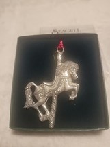 Seagull Pewter Christmas Ornament Double Sided Carousel Horse Vintage 1980&#39;s - £4.55 GBP