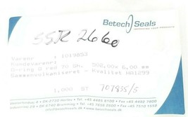 NEW BETECH SEALS 1019853 O-RING 502,00X6,00MM, HA1299 - $38.95