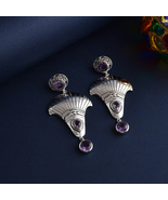 Matt 925 Sterling Silver Amethyst Boho Antique Earrings for Women - £245.51 GBP