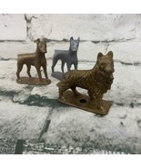 Collectible Plastic Dog Figures Metallic Sheen Base Doberman Collie Gold... - £7.74 GBP