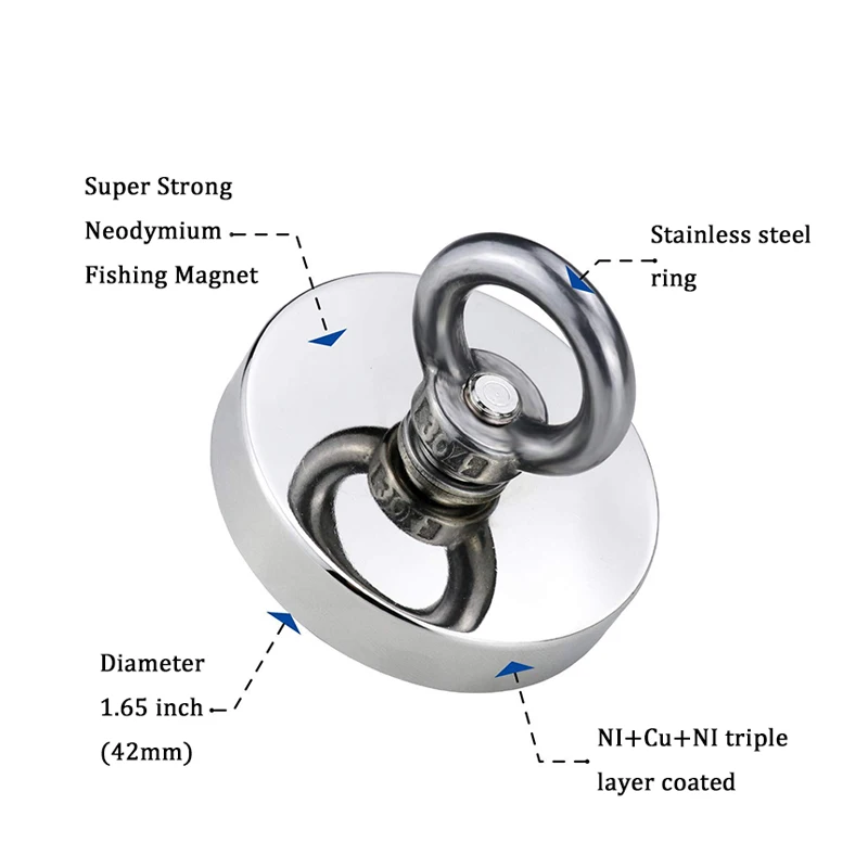 Sporting Super Strong Neodymium Fishing Magnets Heavy Duty Rare Earth Magnet wit - £23.52 GBP