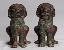 Antik Khmer Stil Bronze Stehend Tempel Guardians Oder Löwe - 12cm/12.7cm - £410.75 GBP