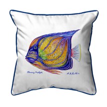 Betsy Drake Blue Ring Angelfish Extra Large 22 X 22 Indoor Outdoor White Pillow - £55.07 GBP