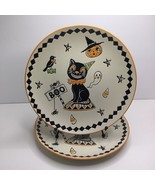2 Halloween Side Salad Plates Creep Show Bat Jack O Lantern New Eli + Ana - $46.99 CAD