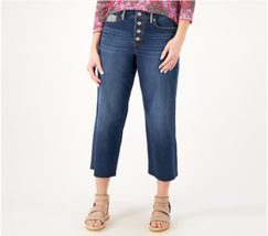 LOGO by Lori Goldstein Pet. Wide Leg Jeans w/Button Fly (Dark Wash, 8P) ... - £24.22 GBP