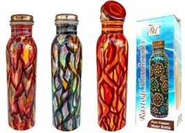 Pure Copper Water Bottle Root Design Good For Ayurveda Health Joint Less Tumbler - £34.02 GBP