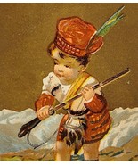 Antique Victorian Trade Card Scandinavian Frontier Child w/Rifle 1880s 4... - £20.33 GBP