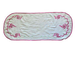 Table Tunner Floral Rectangle 38 by 16 inches  Pink WhiteTraditional Embroidered - $13.00