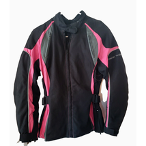 Frank Thomas Motorcycle Jacket Small Aqua Pore Padded Impact Nylon Black Pink - £28.97 GBP