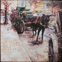 Stephen Shortridge Hanging Out Embellished Str Canvas 22x24 Horse Carriage Buggy - £213.64 GBP
