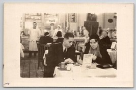 RPPC Couple Dining At Restaurant c1930s Real Photo Postcard L26 - £7.82 GBP