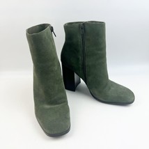 Nordstrom Rack Harper-Lea Leather Suede Booties Olive Green Sz 9 Block Heel Fall - $21.99