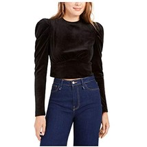 $49 Kit + Sky Womens Black Velvet Long Sleeve Jewel Neck Top Black Size Large - £8.75 GBP