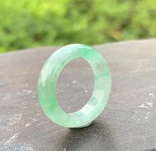 US 6 Type A Myanmar Icy Green Jadeite Jade Band Ring Certifed Green Jade Ring - £114.57 GBP