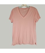 ANA Shirt Womens Medium Pink Shirt Short Sleeve V Neck - £11.54 GBP