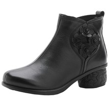 National Style Short Boots Female Winter New Retro Flower Women Plus Velvet Moth - £55.55 GBP