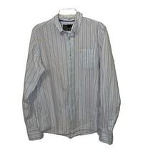 Hollister Button Down Shirt Mens Size Large Blue &amp; Pink Striped Cotton - £10.22 GBP