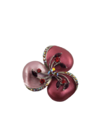 Vintage Red Ruby &amp; Pink Rhinestone Silver Tone Flower Pink Brooch - $10.64