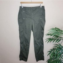 Chico&#39;s | Olive Green Straight Leg Pants with Roll Tab Hem, Chico&#39;s 0.5 ... - $29.03