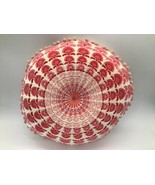 Boho Embroidered Round Throw Pillow – Pink Red Orange White – Malani Imp... - $27.13 CAD
