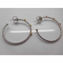 Judith Ripka Heart Hoop In Sterling Silver Earrings 1.5in - £106.81 GBP