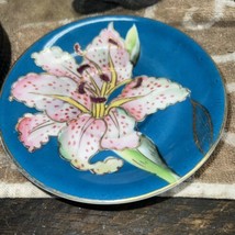 Vintage Hand Painted TRIMONT CHINA Blue Pink Lily Saucer Only Beautiful Cond! - £14.14 GBP