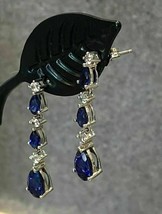 2.50Ct Pear Cut Lab Created Sapphire Drop/Dangle Earrings 14K White Gold Plated - £89.90 GBP