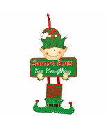 Elf Christmas Sign-SANTA ELVES SEE EVERYTHING-Holiday Home Wall Door Dec... - £2.96 GBP