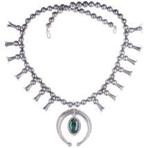 Vintage Silver and chrysocolla squash blossom necklace - £799.61 GBP