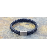 Black woven leather Bracelet - $15.95