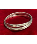 BRIGHTON Signed Silver Tone Double Loop Crystal Crossover Vintage Bracelet  - $627.22 MXN