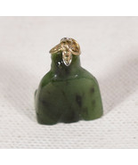 Vintage Carved Jade Happy Buddha Pendant Gold Plate for Necklace - £19.38 GBP