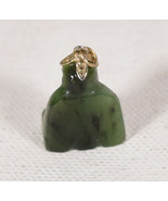 Vintage Carved Jade Happy Buddha Pendant Gold Plate for Necklace - $33.94 CAD