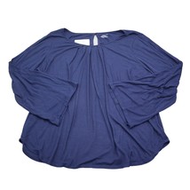 Lane Bryant Shirts Womens 24 Blue Boat Neck Long Split Sleeve Solid Blouse - £18.01 GBP