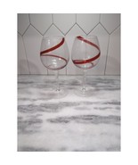 Pier 1 Swirline Red Wine Glass Pair, Set Of 2, Vintage Stemware, Wine Gl... - $67.89 CAD